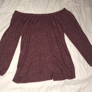 maroon off the shoulder long sleeve